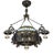 Art Nouveau Revival Wrought Iron Chandelier with Floral Stained Glass, Italy, 1950s For Sale