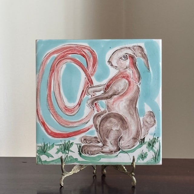 Rustic European Vintage Hand Painted Italian Decorative Tile For Sale - Image 3 of 16