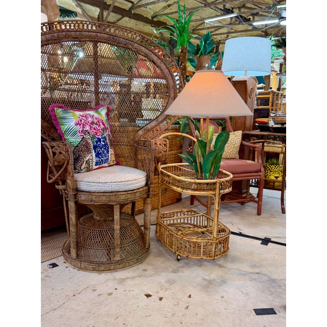 Mid-Century Italian Rattan and Bamboo Bar Cart in the Manner of Franco Albini For Sale - Image 12 of 12