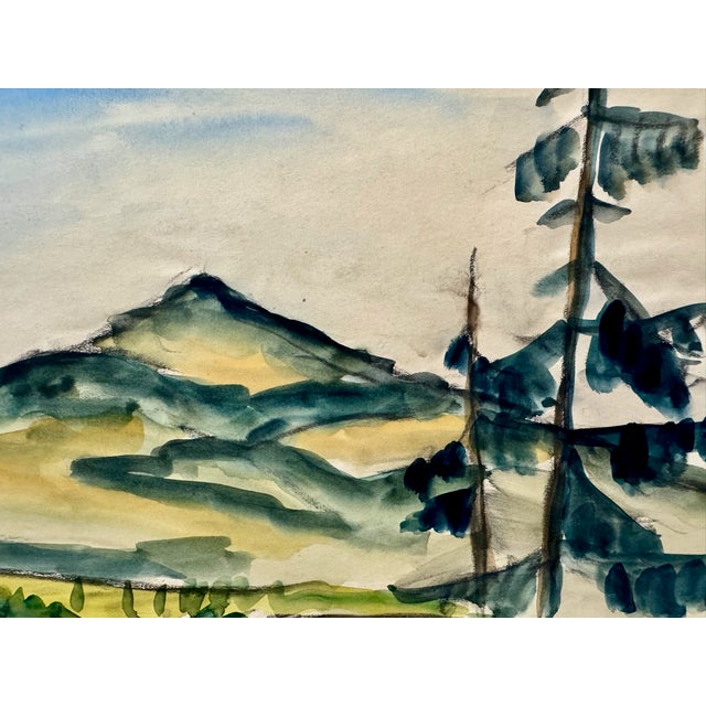 Rustic Henry Emil Salloch Original Watercolor on Paper Mountainous Landscape Scene, 1936. For Sale - Image 3 of 7