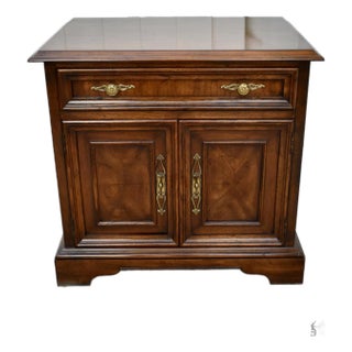 Drexel Wood Nightstand Vintage Commode Traditional Bachelor Chest Brass For Sale