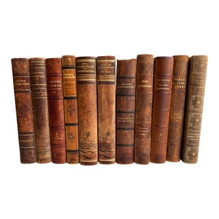 Vintage Leather Bound Books - Set of 11 For Sale