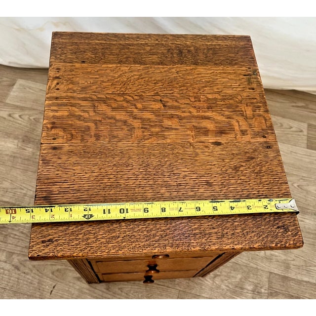Antique Nightstand, Small Chest, Mission Arts & Crafts Quarter Sawn Oak 3 Drawer For Sale - Image 10 of 11
