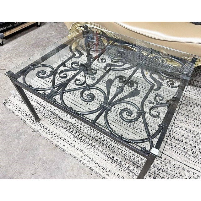 1990s Solid Stock Wrought Iron Coffee Table For Sale - Image 4 of 14