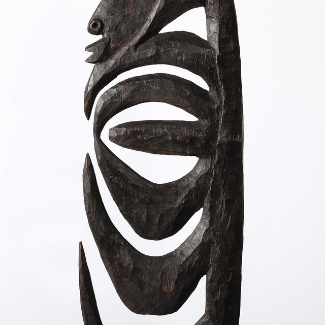 Mid-Century Modern Male Yipwon Figural Carved Wood Sculpture on Stone Base For Sale - Image 3 of 12