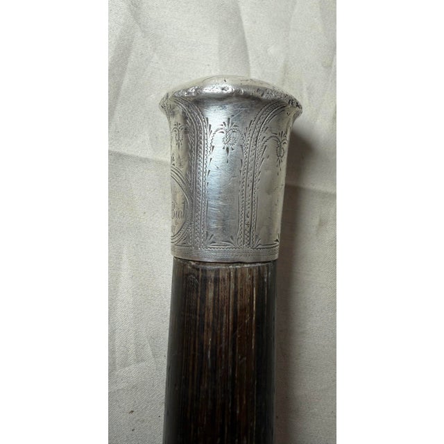 18th Century Rare Antique 1776 Battle of Sullivan's Island Boat JBB Silver Walking Stick Cane For Sale - Image 5 of 13