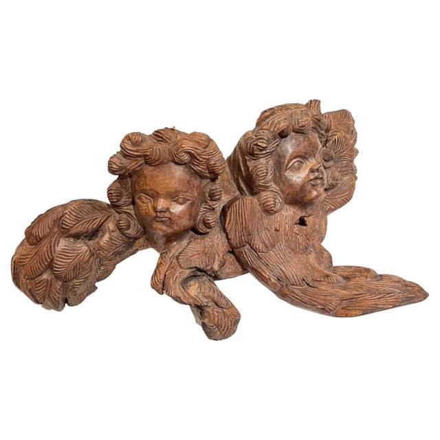 Rare Large 15th Century Renaissance English Oak Roof Angels Corbel. Truly astonishing rare roof angels, circa 1450. The...