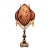 Vintage Victorian Revival Table Lamp Heavy Brass Stone Base Amber Fringe Shade For Sale