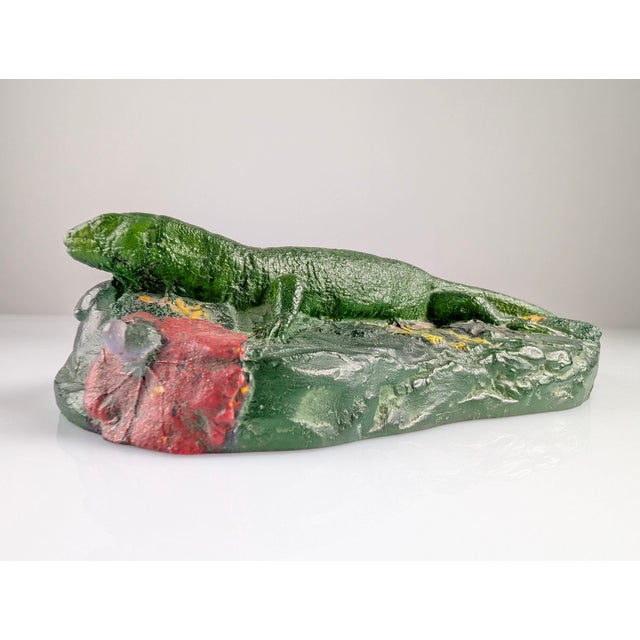 Art Nouveau Sculpture of Lizard in Pâte de Verre, France, 1920s For Sale - Image 3 of 9