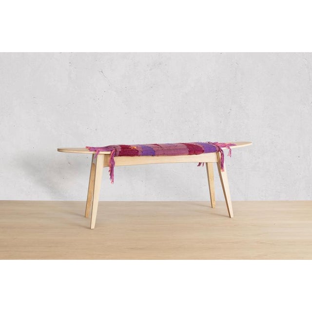 Contemporary Oak Surf Hand-Woven Fabric Bench by Jean-Baptiste Van Den Heede For Sale - Image 3 of 8