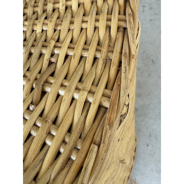Late 20th Century Pair of Monumental Coastal Organic Modern Rattan Weave Dining Table Bases by Wicker Works For Sale - Image 5 of 12
