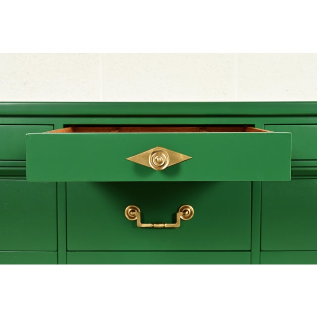 Wood John Widdicomb French Regency Louis XVI Green Lacquered Dresser or Credenza, Newly Refinished For Sale - Image 7 of 18