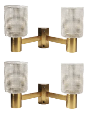 Mid-Century Modern Sconces attributed to Carl Fagerlund for Orrefors, Set of 2