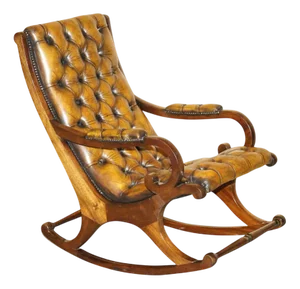Vintage Brown Leather Chesterfield Rocking Armchair
