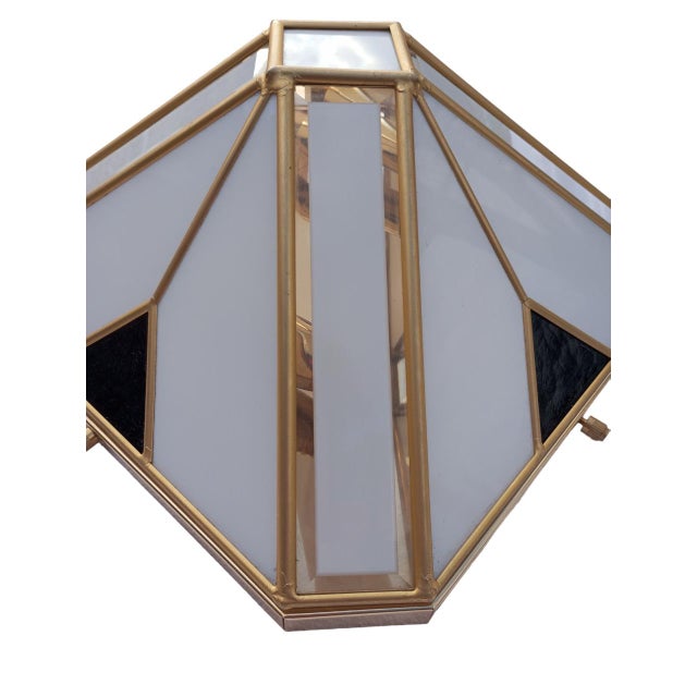 Pyramidal Wall Light in White Opaline Glass and Gold-Patinated Metal, 1970s For Sale - Image 4 of 12