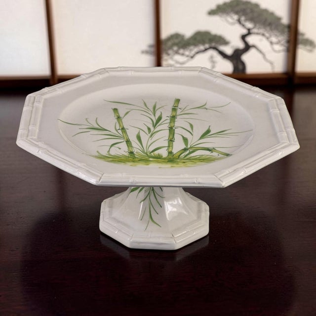 This vintage ceramic hand-painted bamboo pattern cake stand is a unique and charming addition to any table setting. Made...