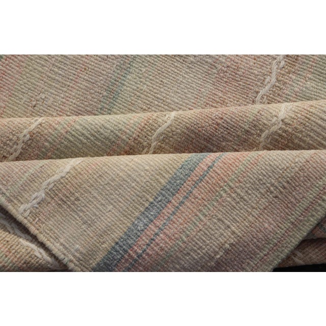 Vintage Turkish Kilim With Soft Pastel Stripes in Sage, Sand, Blush, and Sky For Sale In Atlanta - Image 6 of 10
