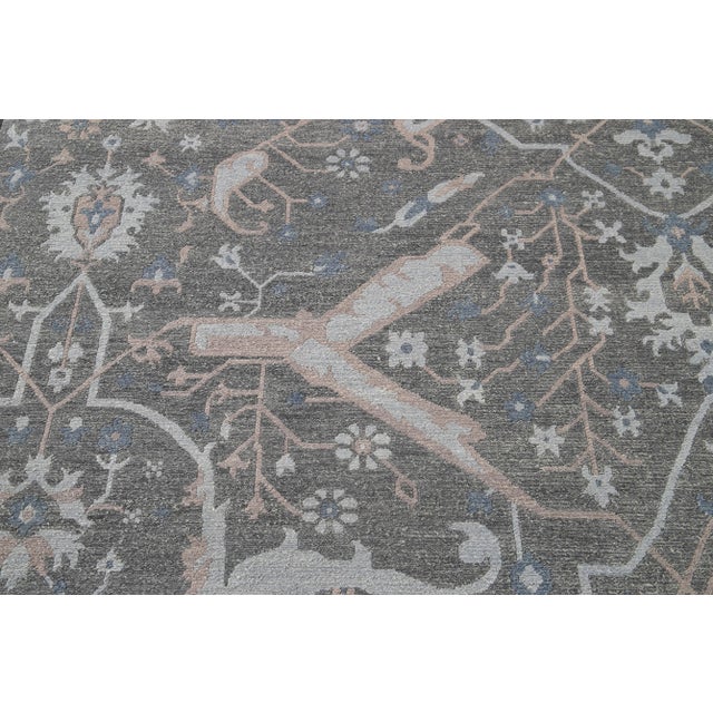 Textile 2010s Modern Soumak Rug Oversize Handmade Wool With Allover Gray Design For Sale - Image 7 of 8