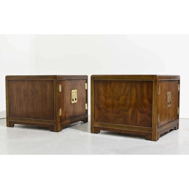 Wood 1970s Campaign Nightstands Dynasty Collection by Drexel Heritage - A Pair For Sale - Image 7 of 12