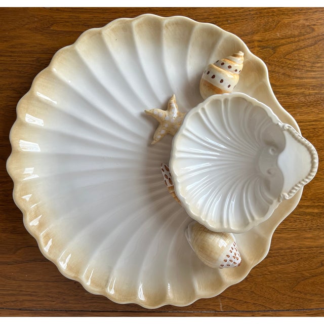 Vintage Italian The Mane Lion-Shell Chip & Dip Platter For Sale In New York - Image 6 of 8