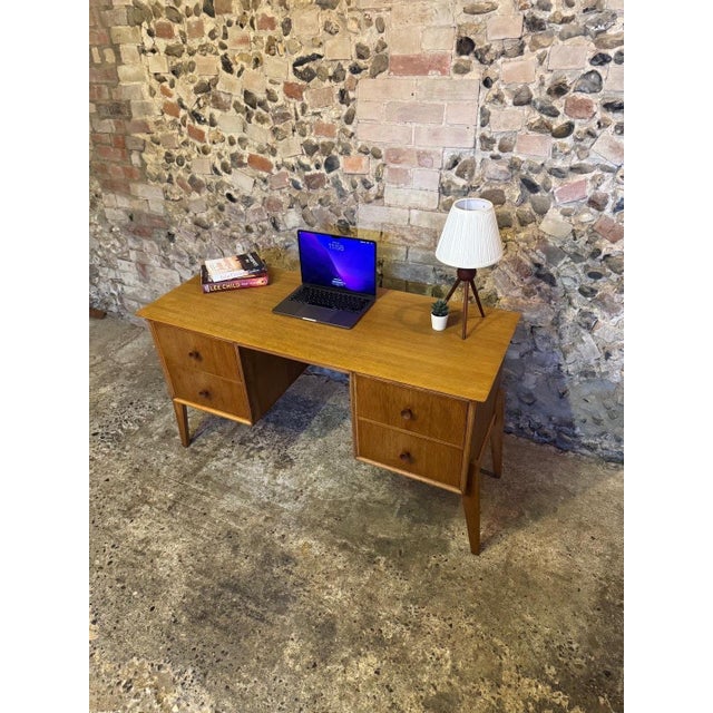 Mid-Century Modern Vintage Danish Oak Kneehole Desk from Meredew, 1950s For Sale - Image 3 of 18