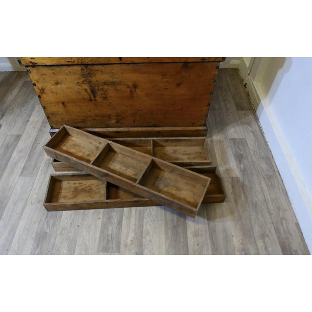 Victorian Darkened Pine Carpenters Box For Sale - Image 5 of 9