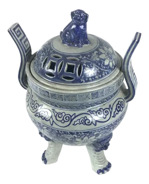 Antique Chinese Blue and White Tripod Incense Burner