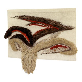 1970s Vintage Mid Century Modern Hand Woven Wool Fiber Wall Art For Sale