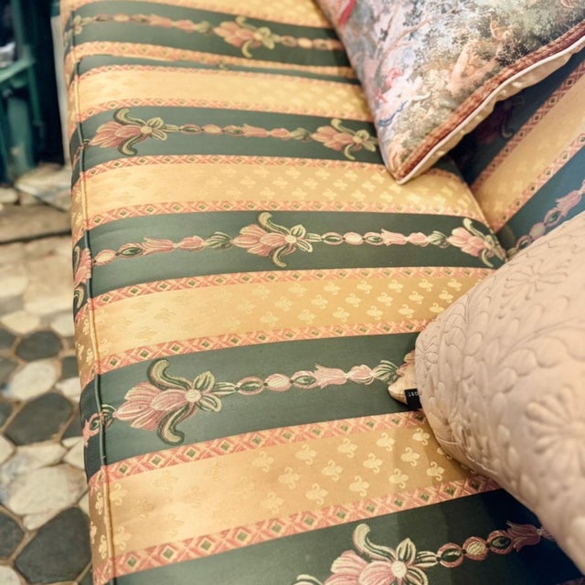 Textile Vintage Italian Import Galimberti Lino 3p Rococo Sofa Couch Loveseat Armchair Set For Sale - Image 7 of 17