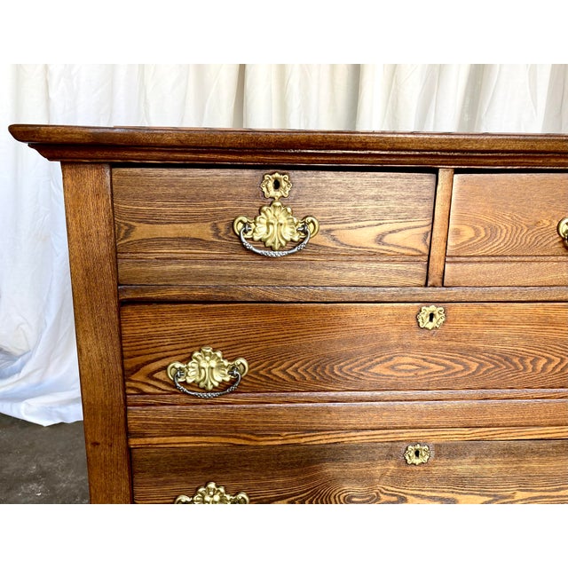 Antique Victorian Solid Tiger Oak Chest of Drawers For Sale - Image 11 of 11