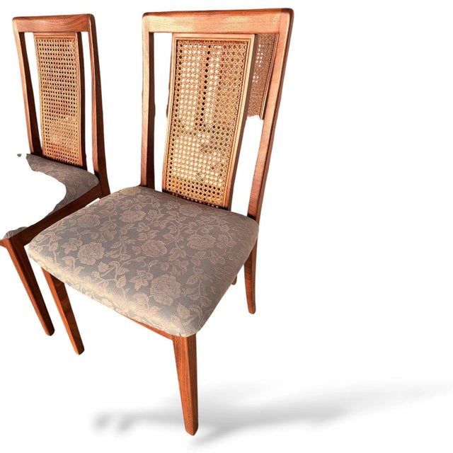 Brown Mid-Century Teak Dining Chairs with Cane Back Seats, 1960s, Set of 4 For Sale - Image 8 of 9