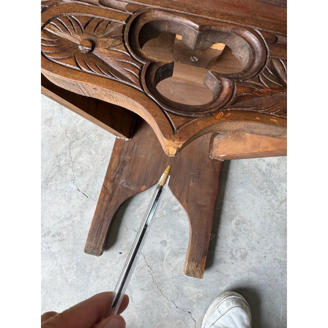 Antique Spanish Gothic Revival Carved Wood Throne Chairs – A Pair/ Sold For Sale - Image 10 of 12