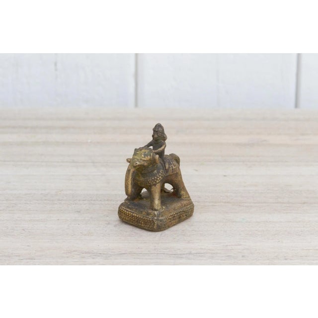 Brass Vintage Small Ceremonial Aged Brass Elephant Figure For Sale - Image 8 of 8