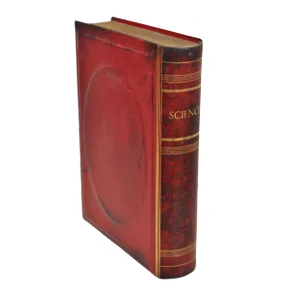 Vintage Italian Regency Red Leather Bound "Science" Faux Book Bookend
