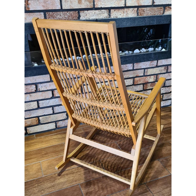 Vintage Scandinavian Rocking Chair with Bamboo Weave, 1960s For Sale - Image 11 of 12