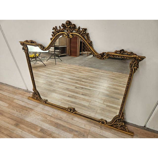 Vintage Mirror in Lacquered and Carved Wood, 1960 For Sale - Image 12 of 12
