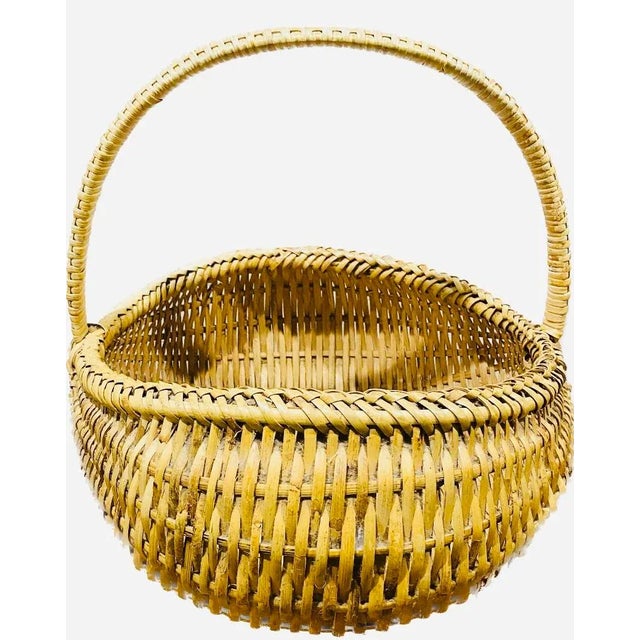 Mid 20th Century French Market Wicker & Rattan Basket Chairish