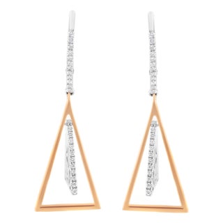 14K Rose and White Gold 3/8 Cttw Diamond Windchime Drop and Dangle Earring (G-H Color, SI1-SI2 Clarity) For Sale