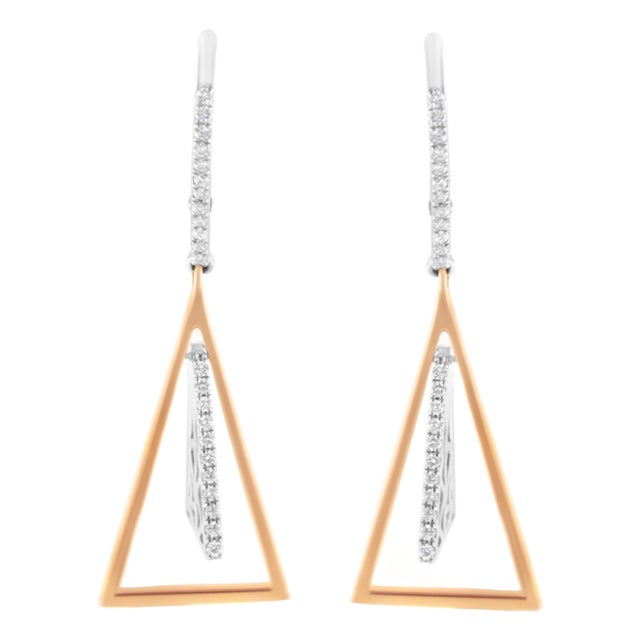 14K Rose and White Gold 3/8 Cttw Diamond Windchime Drop and Dangle Earring (G-H Color, SI1-SI2 Clarity) For Sale