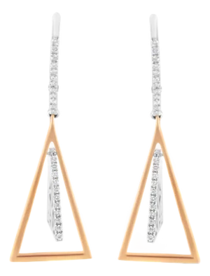14K Rose and White Gold 3/8 Cttw Diamond Windchime Drop and Dangle Earring (G-H Color, SI1-SI2 Clarity)