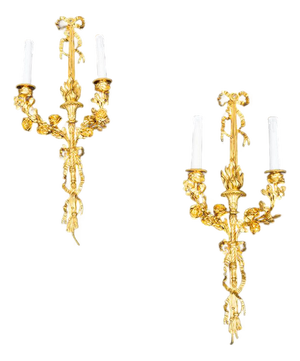 19th Century Napoleon III Wall Sconces in Gilded Bronze, France, Set of 2