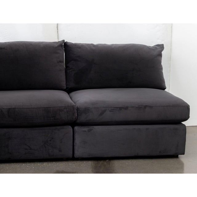Modern Dark Velvet Upholstered Modular Sofa For Sale In New York - Image 6 of 14