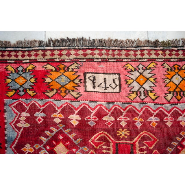1940s Antique Turkish Rug Kilim Handmade Wide Runner - 4′11″ X 12′5″ For Sale - Image 14 of 17