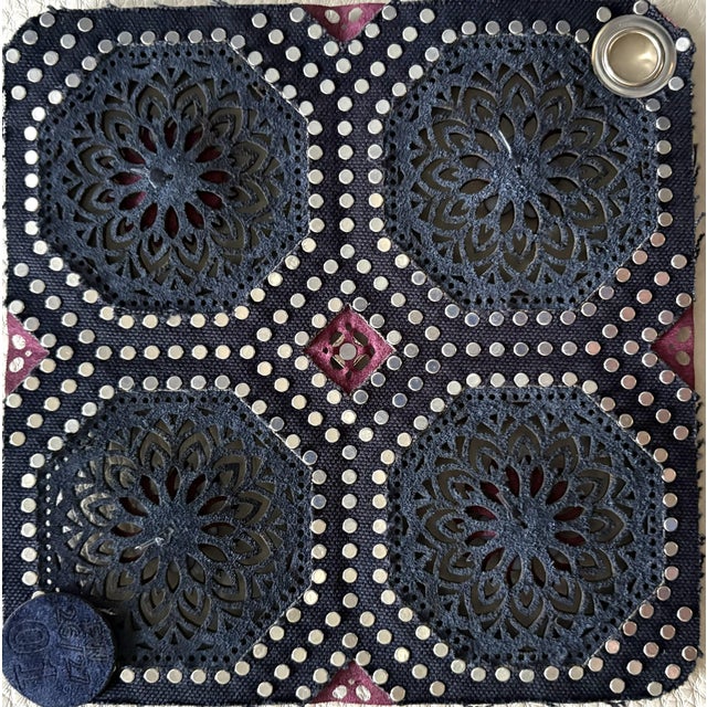 Italian Studded Leather Swatch No 1 Ramponi, Como Italy Winter 2026-2027 Collection 7" x 7" Grommet in one corner The...