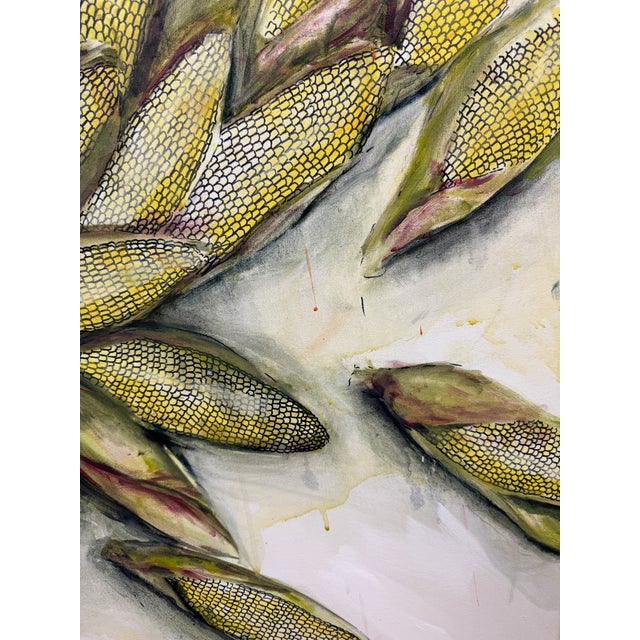 Early 21st Century Ears of Corn Acrylic on Canvas Painting, Unsigned For Sale - Image 5 of 12