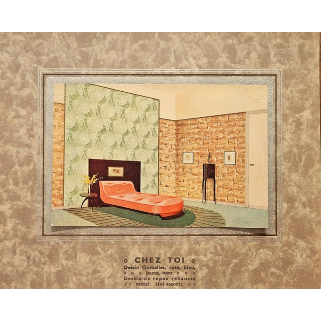 1930s 1934 Set of 5 - Art Deco French Interior Sitting Room Decor Prints For Sale - Image 5 of 6