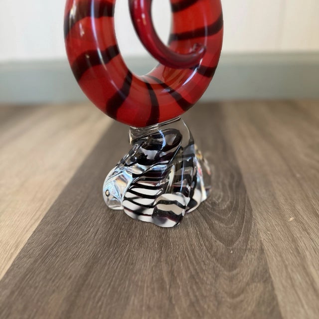 Mid-Century Modern Vintage MCM Murano Style Glassware 13" Twisted Swirl Spiral Abstract Glass Sculpture For Sale - Image 3 of 5