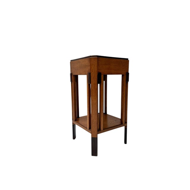 Wood Art Deco Pedestal by Anton Lucas for N.V. Meubelkunst Leiden, 1920s For Sale - Image 7 of 11