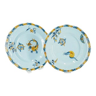 Late 19th Century Émile Gallé “Animaux Héraldiques” Faience Plates - Pair For Sale