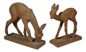 Mid-Century Deer Sculptures in Terracotta by Else Bach for Karlsruhe Majolica, 1950s, Set of 2